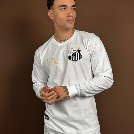 Camisa Santos Retrô 1978 Meninos da Vila Manga Longa Masculina
