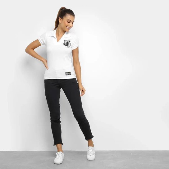 Camisa Santos Retrô Bicampeão 62/63 Branca Feminina
