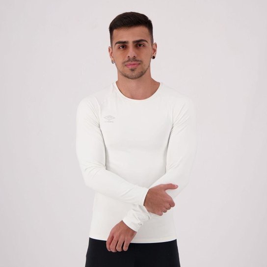 Camisa Térmica Umbro TWR Graphic Pró Manga Longa Masculina - Branco