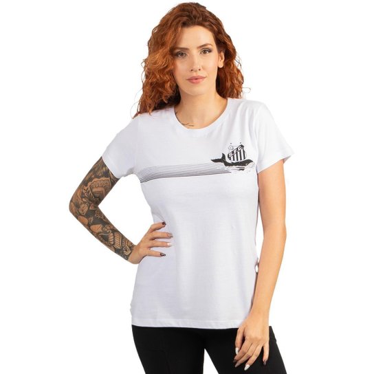 Camiseta Baby Look Feminina Oficial Santos