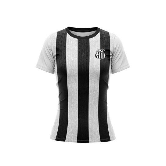 Camiseta Braziline Santos Prospective Feminina - Preto e Branco Preto-branco P