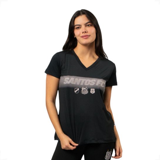 Camiseta Feminina Santos F.C Baby Look Esportiva Gola V