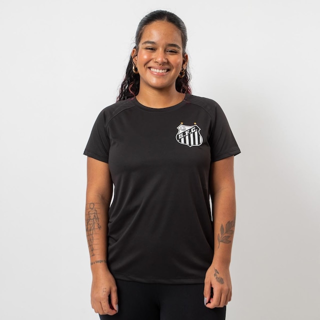 Camiseta Feminina Santos Futebol Clube BabyLook Logo Bordado