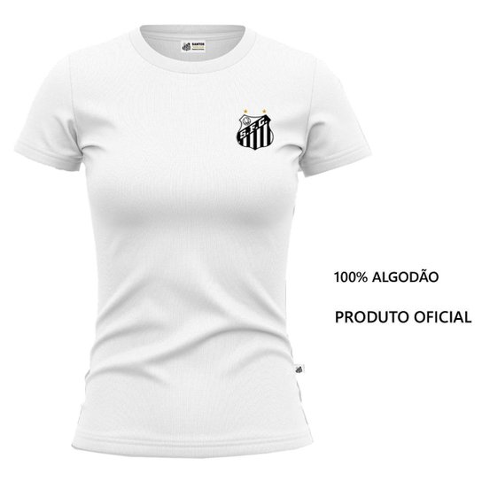 Camiseta Feminina Santos Oficial Baby Look Escudo Torcedor
