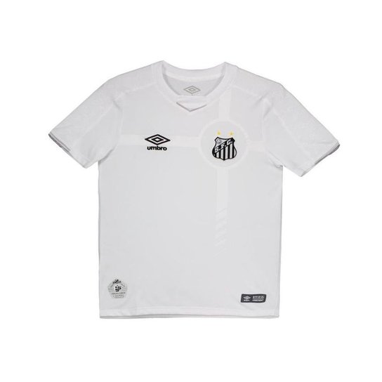 Camiseta Futebol Umbro Santos Of 1 2019 / 2020 Infantil - Branco+Preto