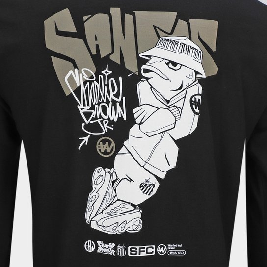 Camiseta Manga Longa Santos Fish Drip Masculina