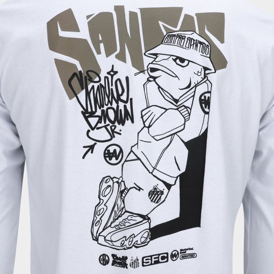 Camiseta Manga Longa Santos Fish Drip Masculina
