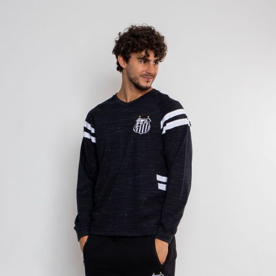 Camiseta Manga Longa Santos Oficial Escudo Masculina