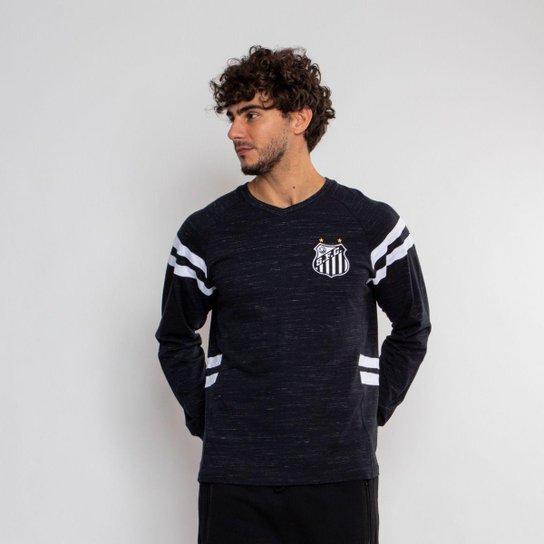 Camiseta Manga Longa Santos Oficial Escudo Masculina