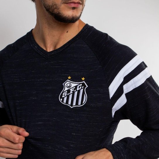 Camiseta Manga Longa Santos Oficial Escudo Masculina