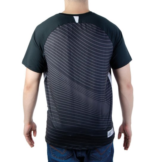 Camiseta Masculina Santos Esportiva Preta Poliéster
