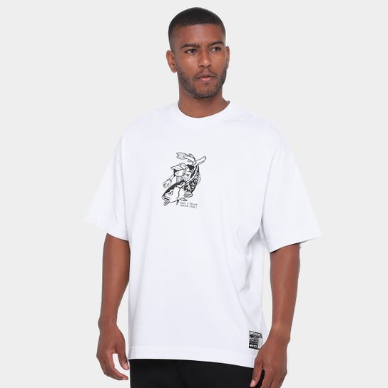 Camiseta Oversized Santos Com o Peixe Masculina