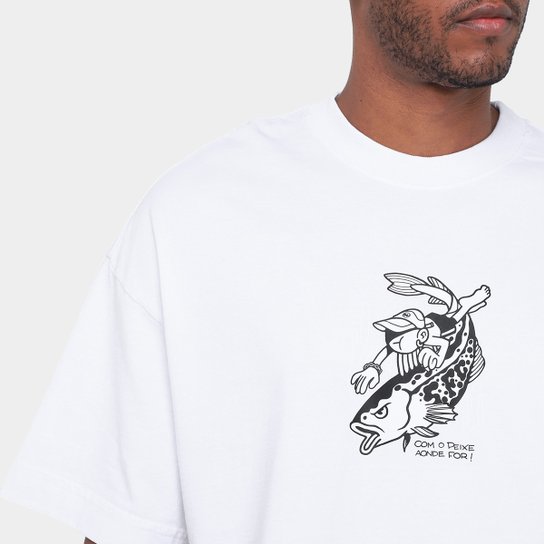 Camiseta Oversized Santos Com o Peixe Masculina