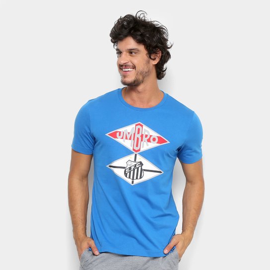 Camiseta Santos Flag Torcedor Umbro Masculina - Azul