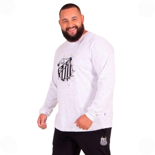Camiseta Santos Oficial Classic Manga Longa Plus Size Masculina