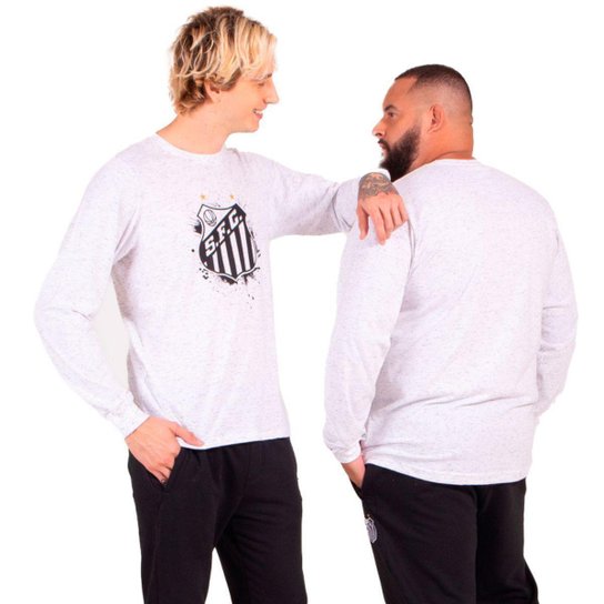 Camiseta Santos Oficial Classic Manga Longa Plus Size Masculina