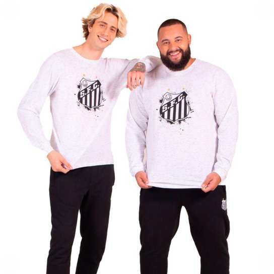 Camiseta Santos Oficial Manga Longa Escudo Peito Masculina