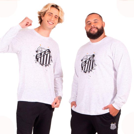 Camiseta Santos Oficial Manga Longa Escudo Peito Masculina