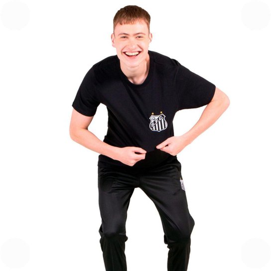 Camiseta Santos Oficial Torcedor Escudo Bordado Masculina