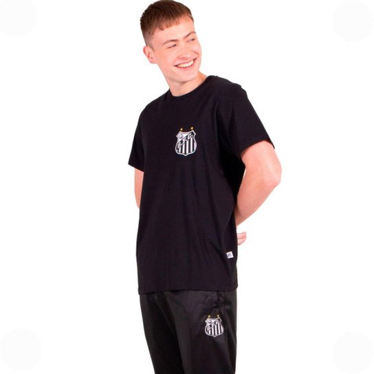 Camiseta Santos Oficial Torcedor Escudo Bordado Masculina