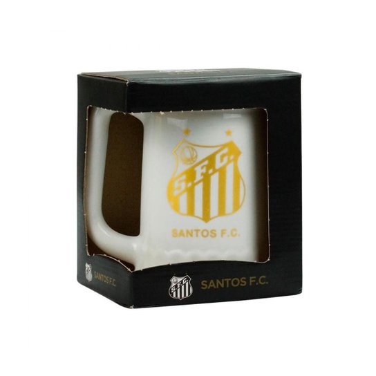 Caneca Branca Dourada P 500ml - Santos