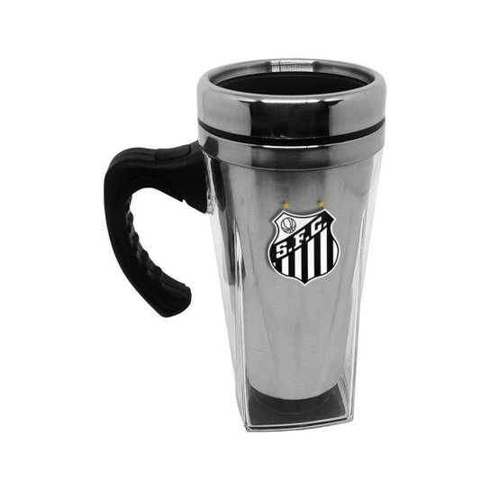 Caneca de Acrílico e Inox 750ml Para Café do Santos Oficial