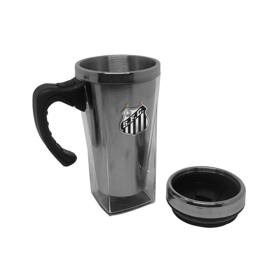 Caneca de Acrílico e Inox 750ml Para Café do Santos Oficial