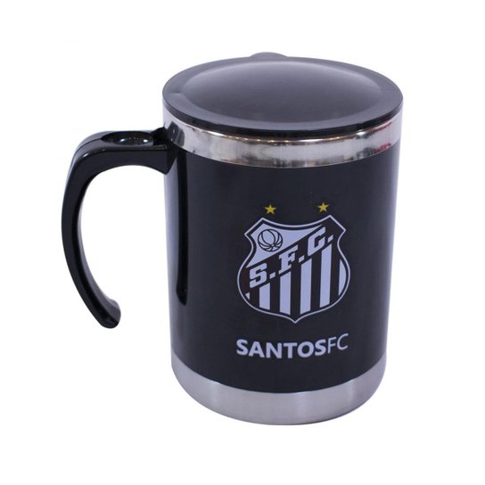 Caneca Inox Térmica Com Tampa - Santos 450 ml Preta