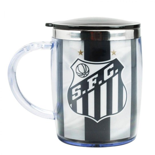 Caneca Térmica Com Tampa 450ml Santos Bi Mundial