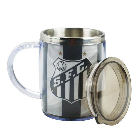 Caneca Térmica Com Tampa 450ml Santos Bi Mundial