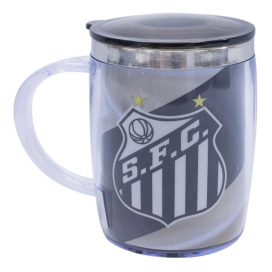 Caneca Térmica Com Tampa 450ml Santos Faixa