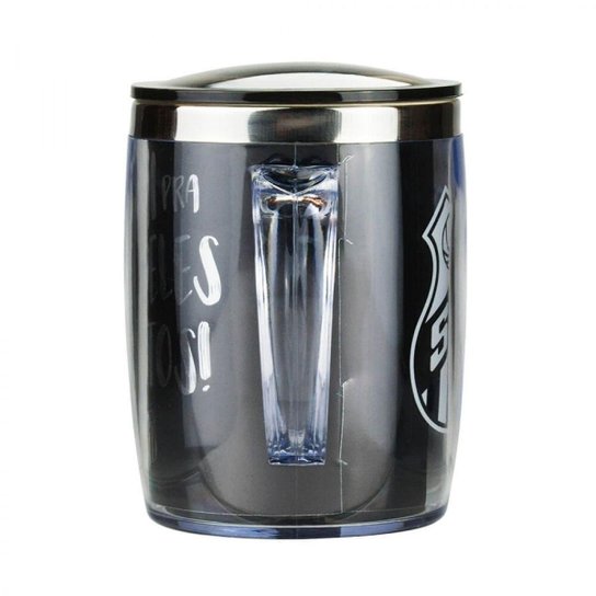 Caneca Térmica Com Tampa 450ml Santos Prateada