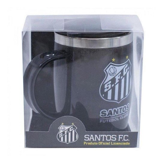 Caneca Térmica Com Tampa 450ml - Santos Preto