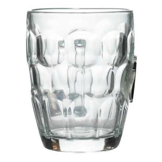Caneca Vidro Brasão Metal 400ml - Santos