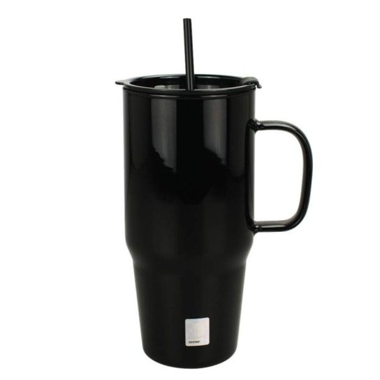 Caneca Vidro Opaca Canudo E Tampa 1200ml - Santos