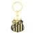 Chaveiro Dourado Escudo Time 4cm - Santos - Dourado+Preto