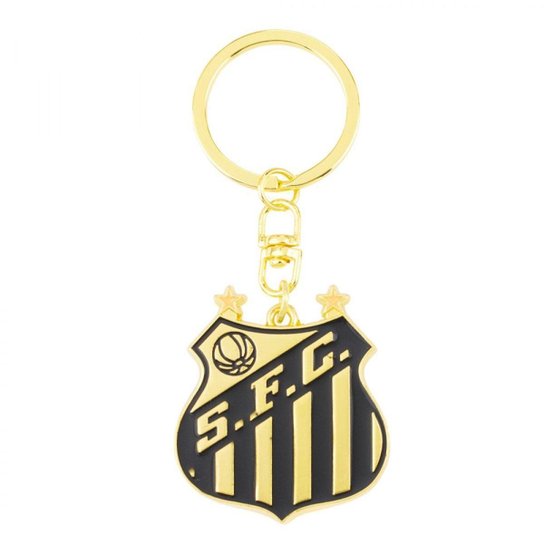 Chaveiro Dourado Escudo Time 4cm - Santos