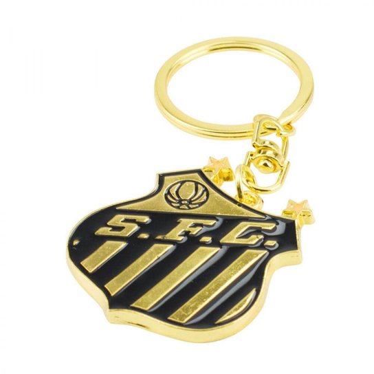 Chaveiro Dourado Escudo Time 4cm - Santos