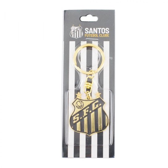 Chaveiro Dourado Escudo Time 4cm - Santos
