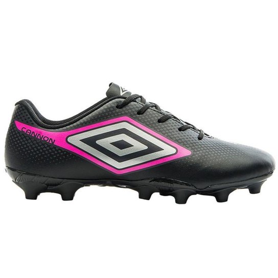 Chuteira Campo Umbro Cannon Masculino Preto e Rosa Original