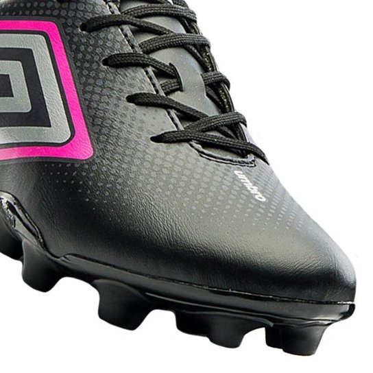 Chuteira Campo Umbro Cannon Masculino Preto e Rosa Original
