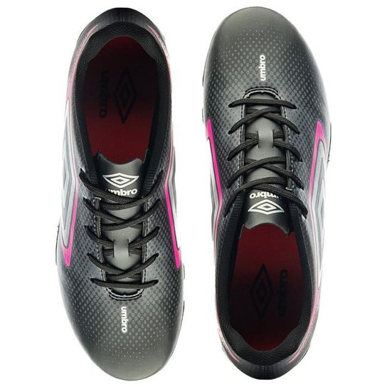 Chuteira Campo Umbro Cannon Masculino Preto e Rosa Original