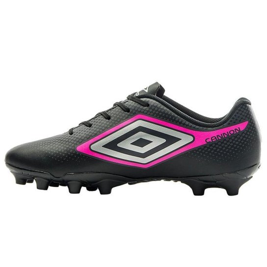 Chuteira Campo Umbro Cannon Masculino Preto e Rosa Original