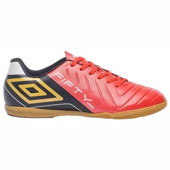 Chuteira Futsal Umbro Fifty VI Unissex Vermelho Preto