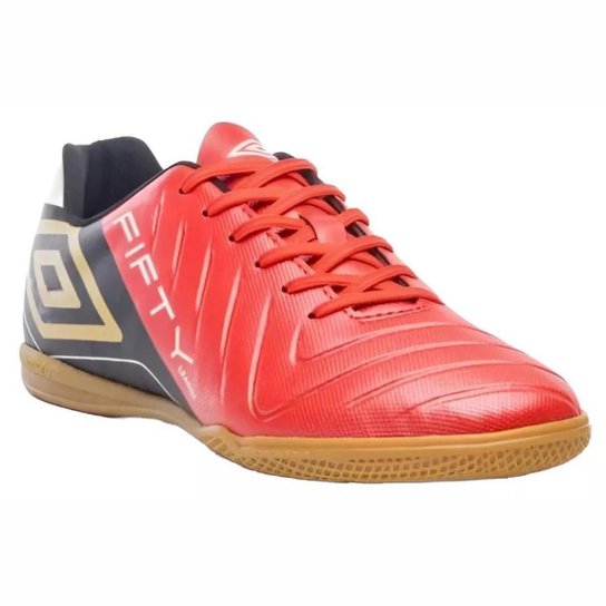 Chuteira Futsal Umbro Fifty VI Unissex Vermelho Preto