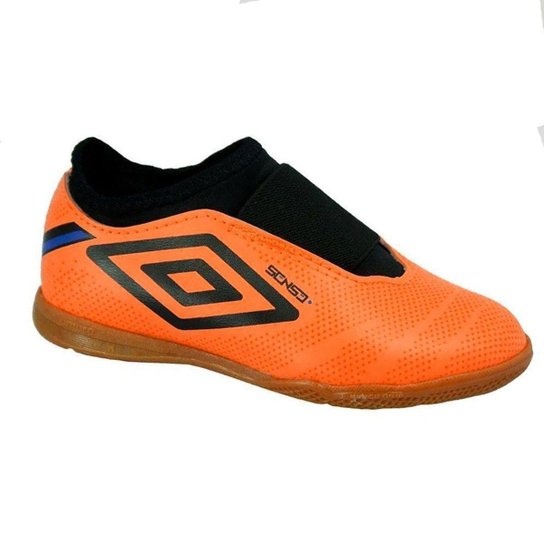 Chuteira Futsal Umbro Sense Infantil - Laranja e Preto 27