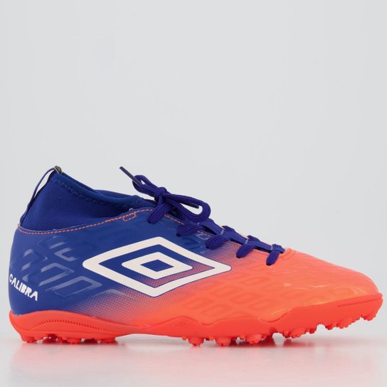 Chuteira Society Infantil Umbro Calibra - Salmão+Azul