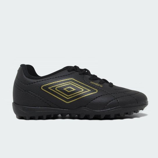 Chuteira society Umbro Class Footballer infantil - preto e dourado