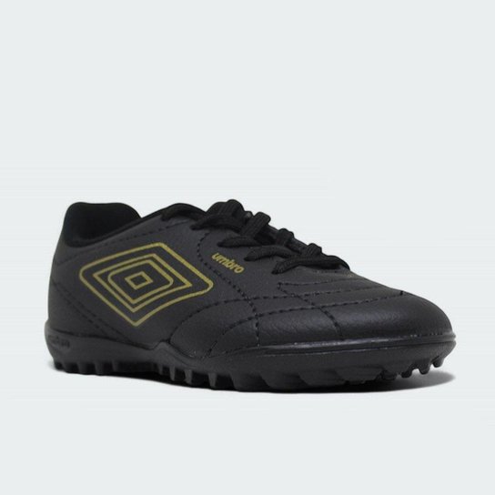 Chuteira society Umbro Class Footballer infantil - preto e dourado