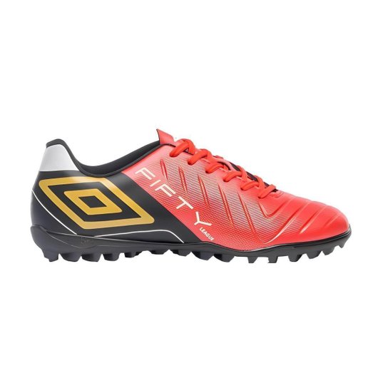 Chuteira Society Umbro Fifty VI League Masculino Vermelho e Preto